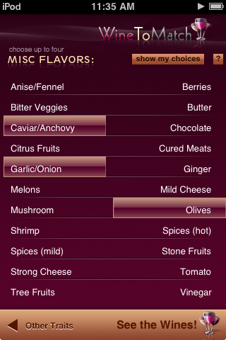 Choose any ingredients (up to four) that strongly flavor your meal.